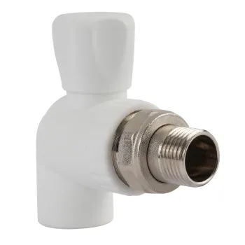 Изображение товара Кран шаровый полипропиленовый 20х1/2" для радиаторов RTP угловой Изображение товара Кран шаровый полипропиленовый 20х1/2" для радиаторов RTP угловой