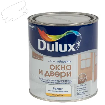 Краска для окон и дверей Dulux белая база BW 0,75 л