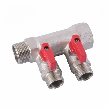 Коллектор с отсекающими кранами 1"х2вых. 1/2" НР HLV