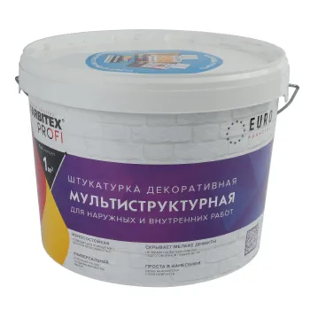 Изображение товара Декоративная мультиструктурная штукатурка Farbitex Profi 9 л белая Изображение товара Декоративная мультиструктурная штукатурка Farbitex Profi 9 л белая