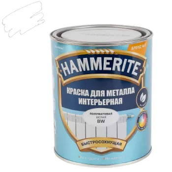 Изображение товара Интерьерная краска для металла Hammerite BW 0,9 л полуматовая акриловая Изображение товара Интерьерная краска для металла Hammerite BW 0,9 л полуматовая акриловая