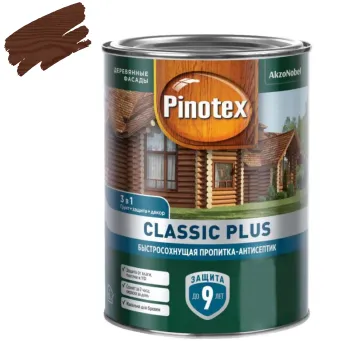 Декоративно-защитное средство для дерева 3в1 Pinotex Classic Plus тиковое дерево полуматовое 0,9л