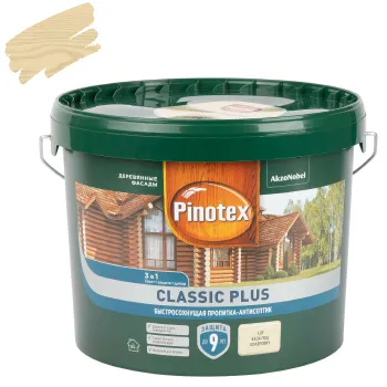 Декоративно-защитное средство для дерева 3в1 Pinotex Classic Plus бесцветное (под колеровку) полуматовое 9л
