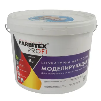 Изображение товара Декоративная штукатурка FARBITEX PROFI моделирующая 13 кг для внутренней и внешней отделки Изображение товара Декоративная штукатурка FARBITEX PROFI моделирующая 13 кг для внутренней и внешней отделки