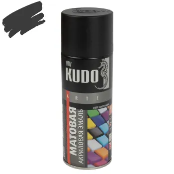 Изображение товара Эмаль аэрозольная акриловая Kudo черная RAL9005 матовая 0,52л Изображение товара Эмаль аэрозольная акриловая Kudo черная RAL9005 матовая 0,52л