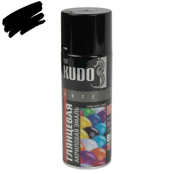 Изображение товара Эмаль аэрозольная акриловая Kudo черная (RAL 9005) 0,52л Изображение товара Эмаль аэрозольная акриловая Kudo черная (RAL 9005) 0,52л