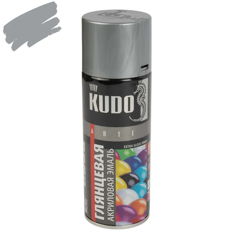 Эмаль аэрозольная акриловая Kudo серая (RAL 7040) глянцевая 0,52л_1