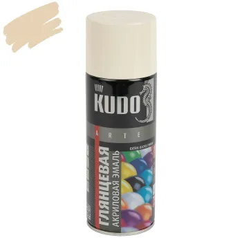 Изображение товара Эмаль аэрозольная акриловая Kudo слоновая кость глянцевая 0,52л Изображение товара Эмаль аэрозольная акриловая Kudo слоновая кость глянцевая 0,52л