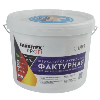 Изображение товара Фактурная штукатурка Farbitex Profi 16 кг для внутренних и наружных работ Изображение товара Фактурная штукатурка Farbitex Profi 16 кг для внутренних и наружных работ