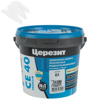 Изображение товара Цементная затирка Церезит СЕ 40 Aquastatic белая 1 кг для швов до 10 мм Изображение товара Цементная затирка Церезит СЕ 40 Aquastatic белая 1 кг для швов до 10 мм
