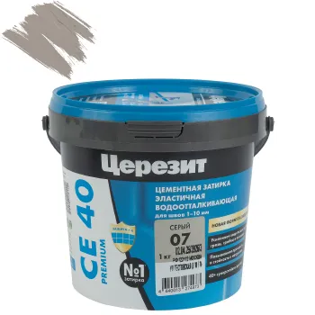 Изображение товара Цементная затирка Церезит СЕ 40 Aquastatic серый 1 кг для швов до 10 мм Изображение товара Цементная затирка Церезит СЕ 40 Aquastatic серый 1 кг для швов до 10 мм
