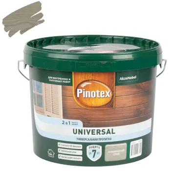 Изображение товара Пропитка Pinotex Universal 2 в 1 скандинавский серый 9 л полуматовая Изображение товара Пропитка Pinotex Universal 2 в 1 скандинавский серый 9 л полуматовая