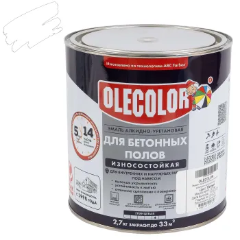 Изображение товара Эмаль алкидно-уретановая Olecolor для бетонных полов глянцевая 2,7 кг Изображение товара Эмаль алкидно-уретановая Olecolor для бетонных полов глянцевая 2,7 кг