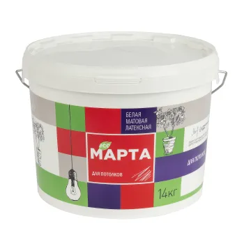 Краска для потолков сухая уборка Марта матовая 14кг