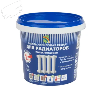 Эмаль акриловая для радиаторов Радуга-178 белая полуглянцевая 1кг