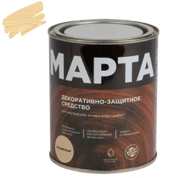 Изображение товара Декоративно-защитное средство для дерева Марта бесцветное 0,75л Изображение товара Декоративно-защитное средство для дерева Марта бесцветное 0,75л