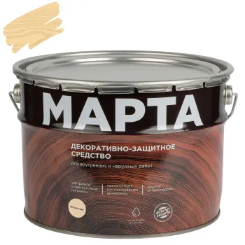 Изображение товара Декоративно-защитное средство для дерева Марта 9л бесцветное полуглянцевое Изображение товара Декоративно-защитное средство для дерева Марта 9л бесцветное полуглянцевое