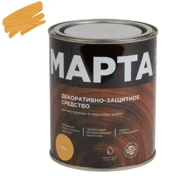 Изображение товара Декоративно-защитное средство для дерева Марта сосна 0,75л полуглянцевое пропитка Изображение товара Декоративно-защитное средство для дерева Марта сосна 0,75л полуглянцевое пропитка