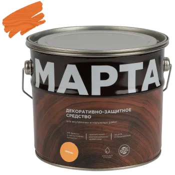 Декоративно-защитное средство для дерева с маслом и воском Марта орегон полуглянцевое 2,7л