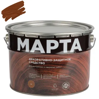 Декоративно-защитное средство для дерева с маслом и воском Марта тик полуглянцевое 9л