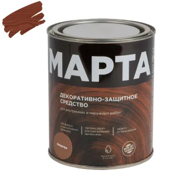 Изображение товара Декоративно-защитное средство для дерева Марта махагон 0,75 л полуглянцевое защитное покрытие Изображение товара Декоративно-защитное средство для дерева Марта махагон 0,75 л полуглянцевое защитное покрытие