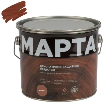 Изображение товара Декоративно-защитное средство для дерева с маслом и воском Марта махагон 2,7л полуглянцевое Изображение товара Декоративно-защитное средство для дерева с маслом и воском Марта махагон 2,7л полуглянцевое