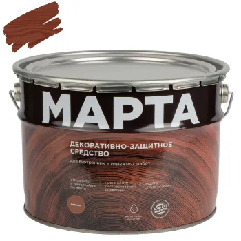 Изображение товара Декоративно-защитное средство для дерева Марта махагон 9л алкидное водоотталкивающее Изображение товара Декоративно-защитное средство для дерева Марта махагон 9л алкидное водоотталкивающее