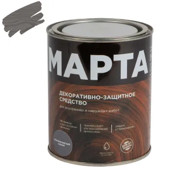 Декоративно-защитное средство для дерева с маслом и воском Марта скандинавский серый полуглянцевое 0,75л