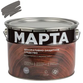 Изображение товара Декоративно-защитное средство для дерева Марта скандинавский серый 9 л водоотталкивающее Изображение товара Декоративно-защитное средство для дерева Марта скандинавский серый 9 л водоотталкивающее