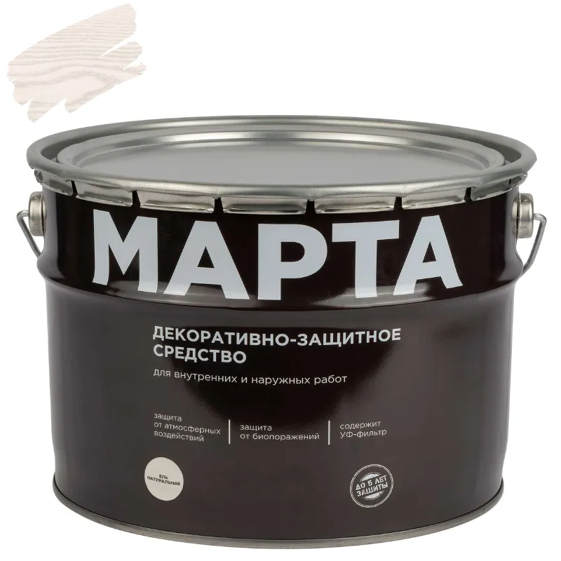 Декоративно-защитное средство для дерева Марта ель натуральная полуматовое 9л_1