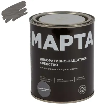 Изображение товара Декоративно-защитное средство для дерева Марта скандинавский серый 0,75л Изображение товара Декоративно-защитное средство для дерева Марта скандинавский серый 0,75л