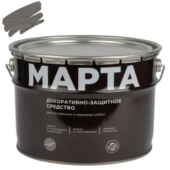 Изображение товара Декоративно-защитное средство для дерева Марта 9л скандинавский серый Изображение товара Декоративно-защитное средство для дерева Марта 9л скандинавский серый