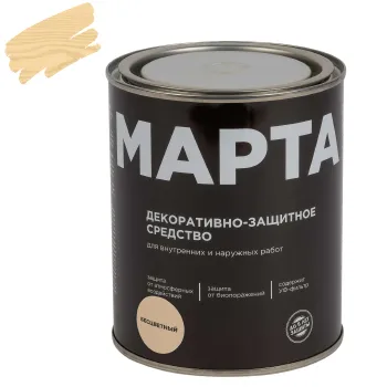 Изображение товара Декоративно-защитное средство для дерева Марта бесцветное 0,75л полуматое Изображение товара Декоративно-защитное средство для дерева Марта бесцветное 0,75л полуматое