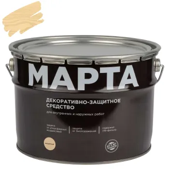 Декоративно-защитное средство для дерева Марта бесцветное полуматовое 9л