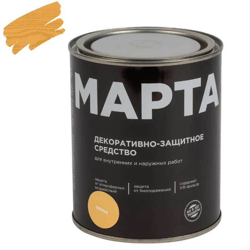 Декоративно-защитное средство для дерева Марта сосна полуматовое 0,75л_1