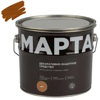 Изображение товара Декоративно-защитное средство для дерева Марта орех полуматовое 2,7 л Изображение товара Декоративно-защитное средство для дерева Марта орех полуматовое 2,7 л