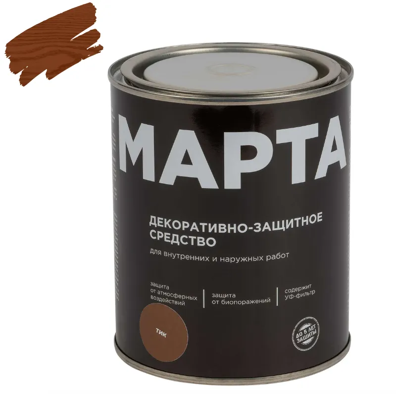 Декоративно-защитное средство для дерева Марта тик полуматовое 0,75л_1