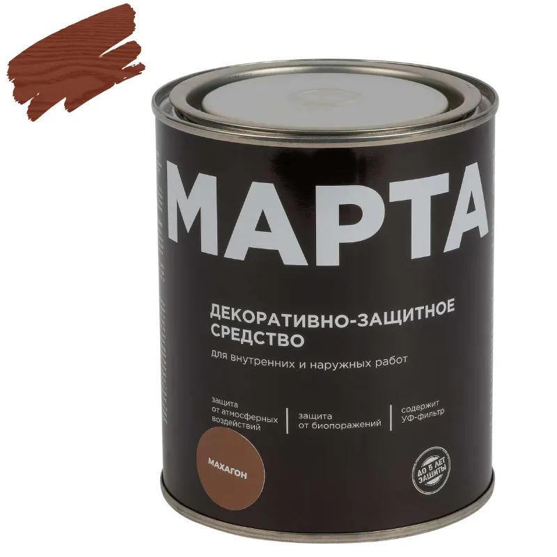 Декоративно-защитное средство для дерева Марта махагон полуматовое 0,75л_1