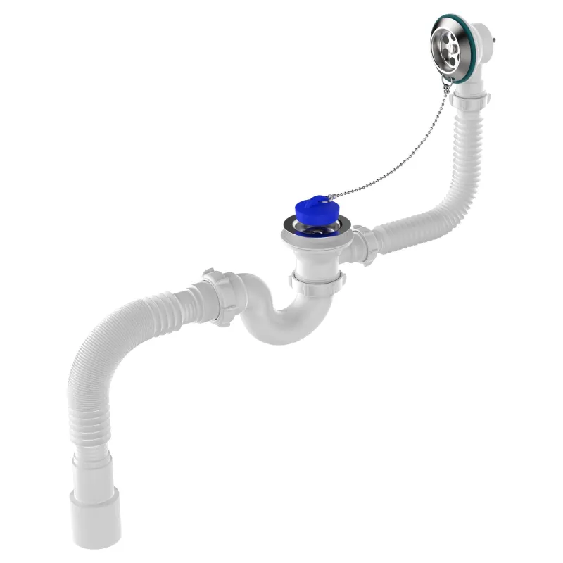 Сифон для ванны 1 1/2"х40 Aquant с выходом 40/50 и переливом_1