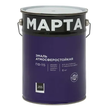 Изображение товара Эмаль ПФ-115 Марта черная матовая 6 кг - аэрозольное покрытие для мебели и фасадов Изображение товара Эмаль ПФ-115 Марта черная матовая 6 кг - аэрозольное покрытие для мебели и фасадов