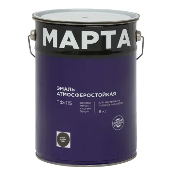 Изображение товара Эмаль ПФ-115 Марта графит RAL 7024 матовая 6 кг для мебели и фасадов Изображение товара Эмаль ПФ-115 Марта графит RAL 7024 матовая 6 кг для мебели и фасадов