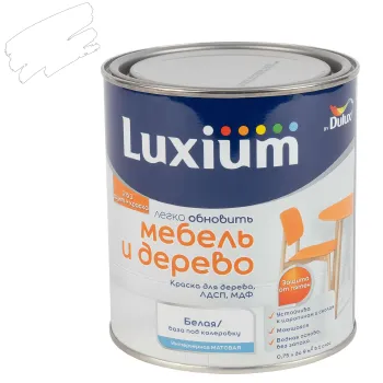 Изображение товара Краска для мебели и дерева Luxium Мебель и Дерево матовая 0,75л акриловая для деревянных поверхност Изображение товара Краска для мебели и дерева Luxium Мебель и Дерево матовая 0,75л акриловая для деревянных поверхност