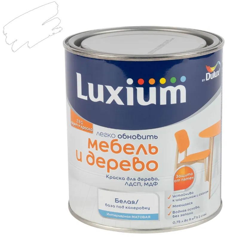 Краска для мебели и дерева Luxium Мебель и Дерево (база BW) матовая 0,75л_1