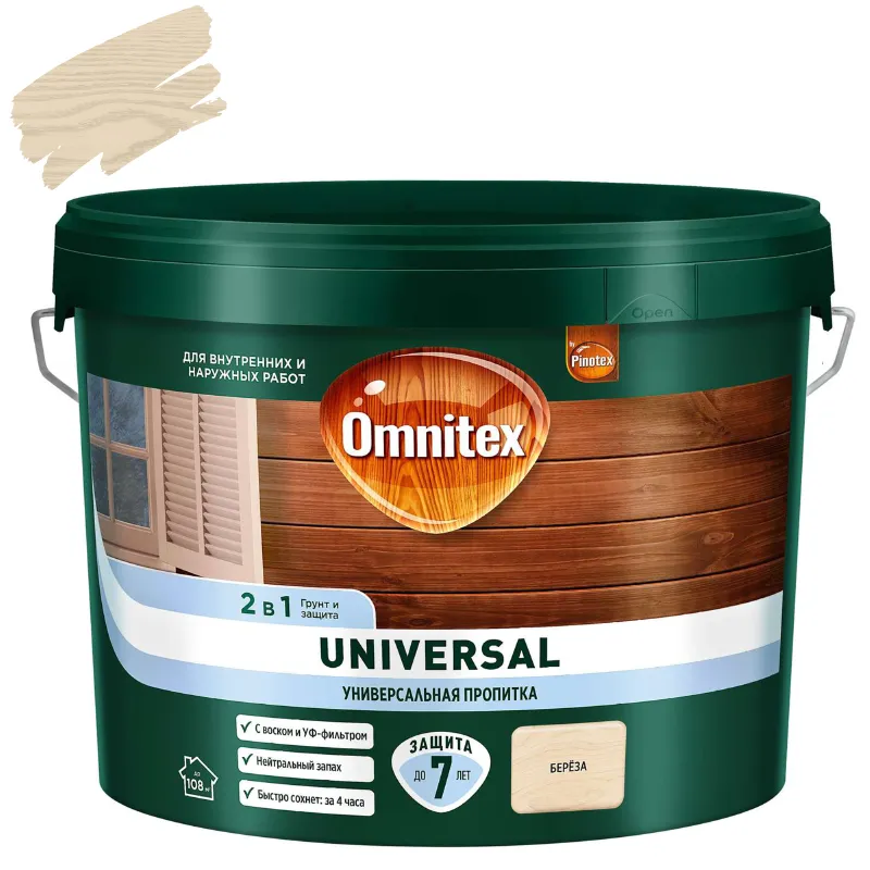 Пропитка 2в1 Omnitex Universal береза полуматовая 9л_1