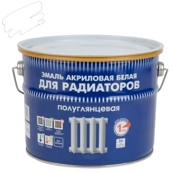 Эмаль акриловая для радиаторов Радуга-178 белая полуглянцевая 3кг