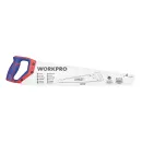 Ножовка по дереву 500мм, 7TPI 3D зуб, линейка Workpro_4