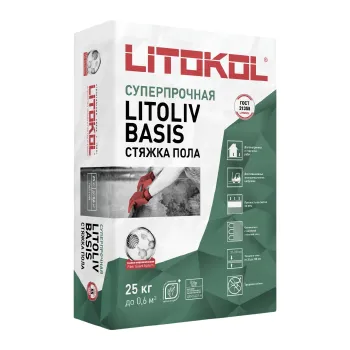 Изображение товара Litokol Litoliv Basis М200 - цементная стяжка для пола 25 кг Изображение товара Litokol Litoliv Basis М200 - цементная стяжка для пола 25 кг