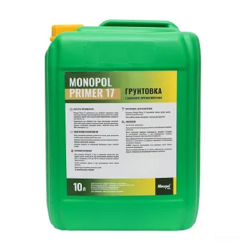 Изображение товара Глубокопроникающая грунтовка Monopol Primer 17 10л для укрепления и подготовки основания Изображение товара Глубокопроникающая грунтовка Monopol Primer 17 10л для укрепления и подготовки основания