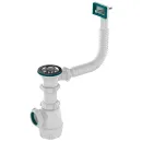 Сифон для кухонной мойки и раковины 1 1/2"х40 Aquant с выходом 40/50 отводом и прямоугольным переливом_1