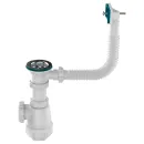 Сифон для кухонной мойки и раковины 1 1/2"х40 Aquant с выходом 40/50 отводом и прямоугольным переливом_2